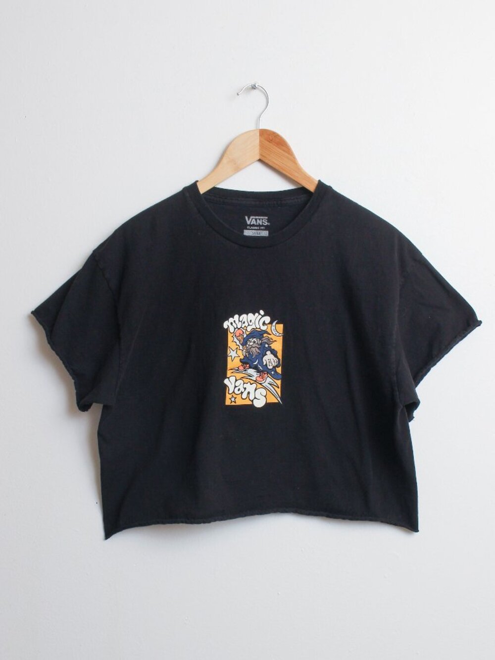Vans DIY Crop Top Womens Large Black Magic Chopped Tee